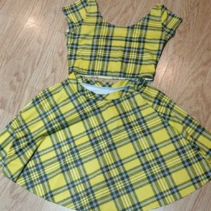 Blackmilk yellow plaid skater set Clueless inspire